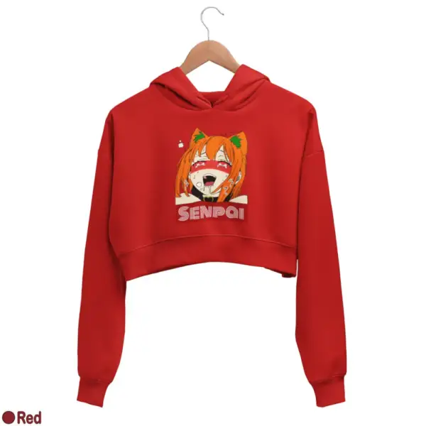 Waifu Material Senpai Girl Women's Crop Hoodie - Image 16