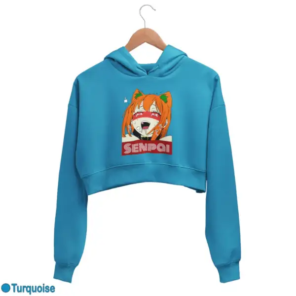 Waifu Material Senpai Girl Women's Crop Hoodie - Image 17