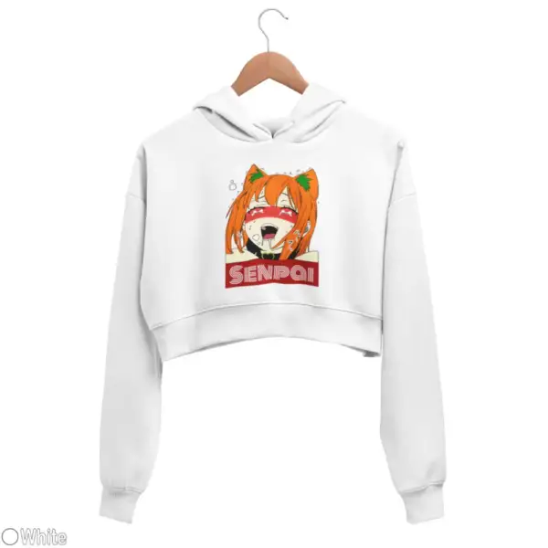 Waifu Material Senpai Girl Women's Crop Hoodie - Image 18