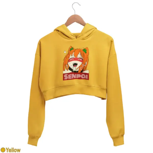 Waifu Material Senpai Girl Women's Crop Hoodie - Image 19